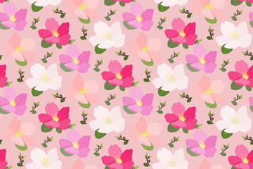 Hand drawn, detailed, gorgeous cherry blossom, repeat textile pattern for spring and summer fashion. 