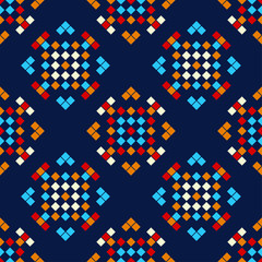 Pixels. Ethnic boho ornament. Seamless pattern. Tribal motif. Vector illustration for web design or print.