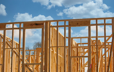 Wood framing in the early construction of an apartment complex