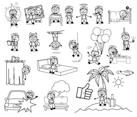 Various Retro Cartoon Vendor Character - Different Concepts Vector illustrations