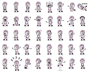 Obraz premium Poses of Cartoon Vendor Character - Collection of Concepts Vector illustrations