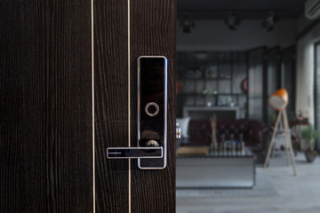 Digital Door handle or Electronics knob  for access to room security, Door wooden half opening...