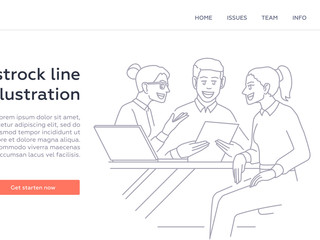 Interview - modern line design style web banner