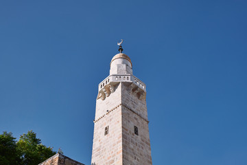 Fototapeta na wymiar Muslim tower the Old city of Jerusalem ISRAEL.