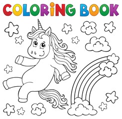 Coloring book cute unicorn topic 2