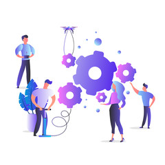 Teamwork concept. Can be used for banners, infographics, cards and posters on the topic of business. Pro style with a trendy gradient. Vector illustration