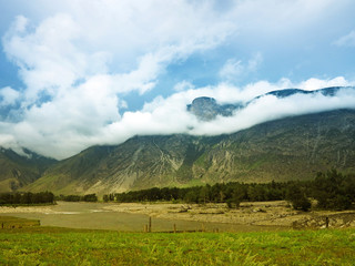 White cloud on the Altai mountain, nature view