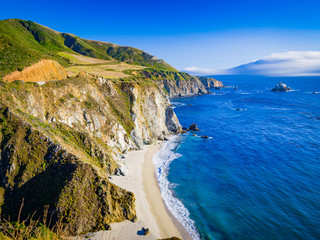 Bixby Creek Bridge,Highway 1 and Big Sur coast California. Bixby Canyon Bridge in California and Big Sur one of most beautiful coastlines in the world © arkanto