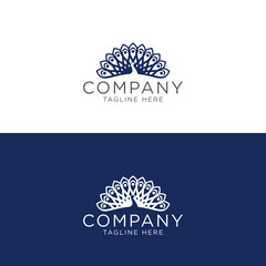 Logo design peacock negative space template