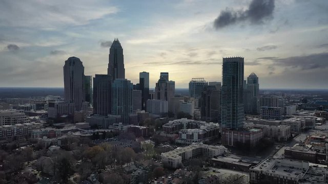 Aerial Shot of Charlotte North Carolina Winter 2020