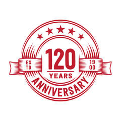 Fototapeta premium 120 years logo design template. 120th anniversary vector and illustration.