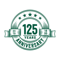 Fototapeta premium 125 years logo design template. 125th anniversary vector and illustration.