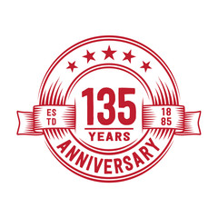 Fototapeta premium 135 years logo design template. 135th anniversary vector and illustration.