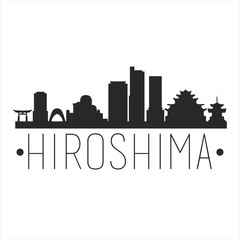 Obraz premium Hiroshima Japan. City Skyline. Silhouette City. Design Vector. Famous Monuments.
