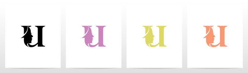 Woman Face On Letter Logo Design U © recehan