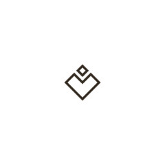 black and white simple line art minimalistic vector geometric iconic sign of diamond heart 