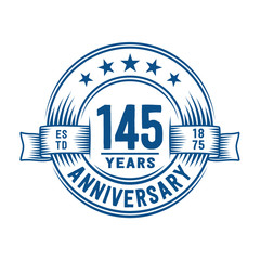 Fototapeta premium 145 years logo design template. 145th anniversary vector and illustration.