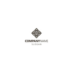 black and white simple line art vector geometric iconic logo of a rectangular pattern