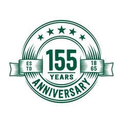 155 years logo design template. 155th anniversary vector and illustration.