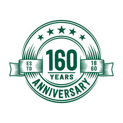 160 years logo design template. 160th anniversary vector and illustration.