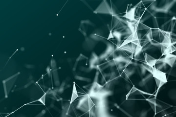 Abstract science background. Molecules technology with polygonal shapes, connecting dots and lines. Big data visualization. Connection structure concept.
