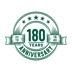 180 years logo design template. 180th anniversary vector and illustration.
