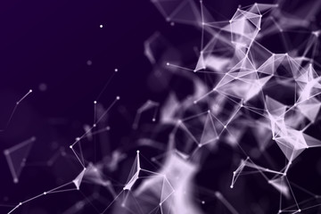 Abstract science background. Molecules technology with polygonal shapes, connecting dots and lines. Big data visualization. Connection structure concept.
