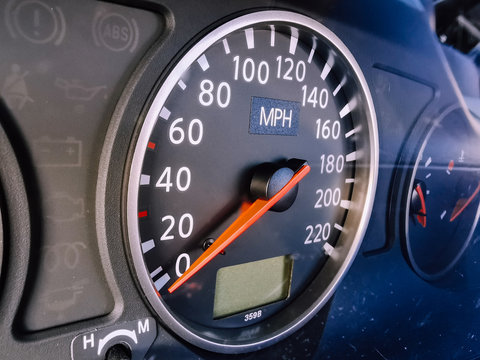 close up shot of car speedometer 