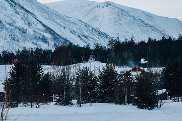 Fototapeta premium nature of Siberia in winter on lake Baikal