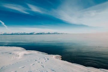 nature of Siberia in winter on lake Baikal