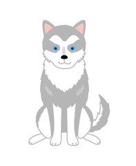 シベリアンハスキー　お座り　イラスト