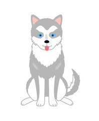 シベリアンハスキー　お座り　イラスト