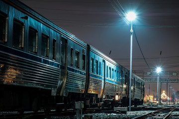 Obraz na płótnie Canvas railway station train, the train at train station for travel in summer. Travel concept.
