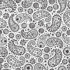 Abstract floral seamless pattern. Hand drawn doodle Paisley. Oriental patterns