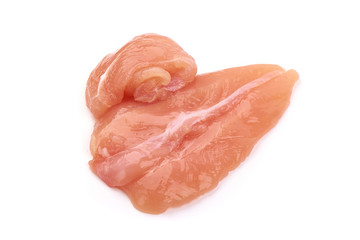 Raw chicken fillet, isolated on white background