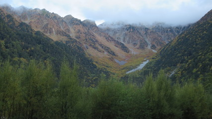 上高地　岳沢　紅葉　秋　