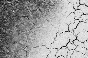 The structure of the earth's surface cracks, soil on a white background, desert cracks, arid surfaces in the dry ground, with many fissures and scratches