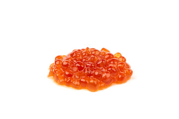 Red caviar isolated on white background.
