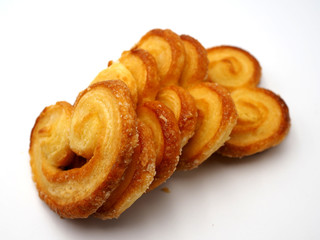 Palmeras de hojaldre. Concepto de pastelería casera.