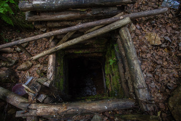 Fototapeta na wymiar Old abandoned amethyst mine in forest