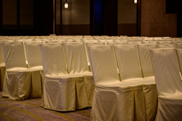 Empty chairs in a conference room in a hotel