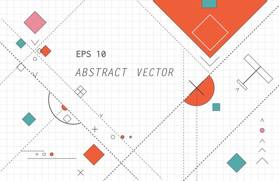 Geometric shapes on a white checkered background