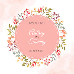 save the date watercolor floral frame