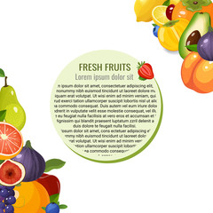 Fruits frame vector illustration. Healthy lifestyle and diet poster