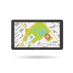 Tablet computer with gps map. Vector illustration