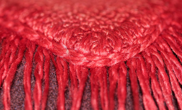 A Close Up Of Red Table Cloth.