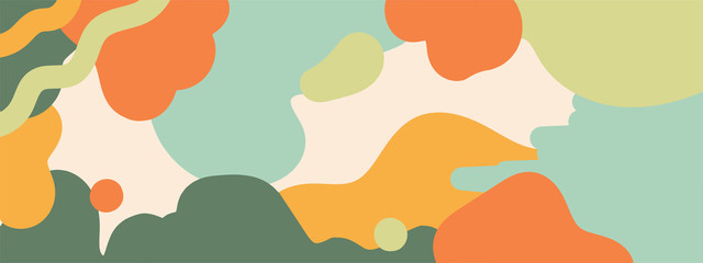 Horizontal abstract banner background in modern colors, in popular flat art style