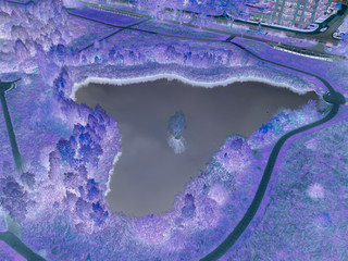 Lake view from above in dual tone 