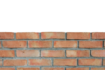 Half brick wall isolated on white background