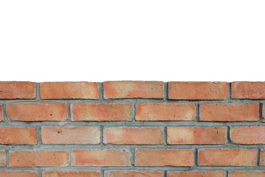 Half Brick Wall Isolated On White Background